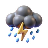 beautiful artistic Heavy Rain Cloud with Lightning Transparent Background high quality png