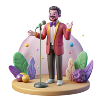 impressive artistic Stand Up Comedian on Stage with Microphone Cutout genuine png