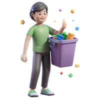extraordinary abstract Person Holding Recycling Bin Side View Transparent Cutout authentic png