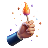 beautiful modern Hand Holding Lit Match Isolated Element with Dramatic Lighting original png