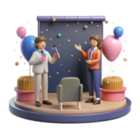 serene minimalist Students Presenting Project on Stage Front View Transparent exclusive png