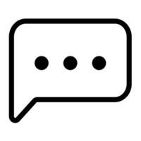 A black and white speech bubble with three dots vector