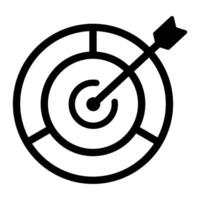 A black and white icon of a target with an arrow vector