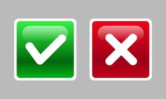 Buttons, checkmarks, and cross symbols vector