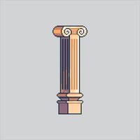 Antique Roman Greek Temple Pillar Pole Icon pixelated for the pixel art game and icon for website and game. old school retro. vector