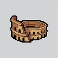 Roman Gladiator Colosseum Landmark Icon pixelated for the pixel art game and icon for website and game. old school retro. vector