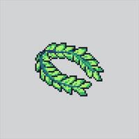 Roman Head Wreath Laurel Crown Icon pixelated for the pixel art game and icon for website and game. old school retro. vector