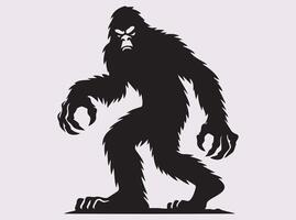 Dark Bigfoot Silhouette Depicting Mythical Wilderness Creature for Unique Projects vector