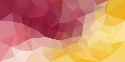 Geometric abstract with shifting hues of red, pink, and yellow in a polygonal mosaic. vector