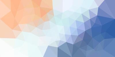 Low poly abstract background with a soft gradient of orange, white, and blue tones. A modern, geometric design perfect for a clean and calming visual aesthetic. vector