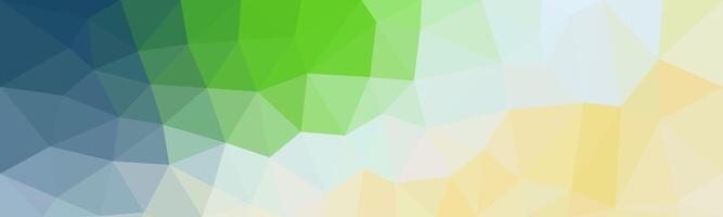 Colorful low poly background with shades of green, blue, and yellow blending into each other. A bright and modern geometric design with a smooth gradient and polygonal texture. vector