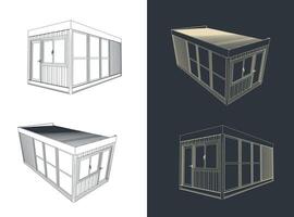 Portable container office drawings vector