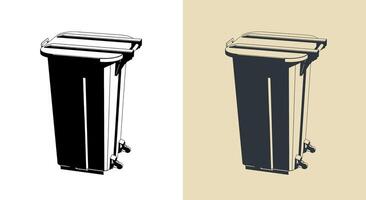 Two-wheel trash can vector