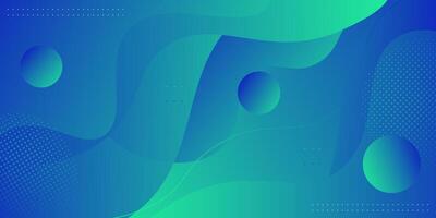 Blue and green gradient wave background with geometric circle shape elements. Simple yet elegant concept. vector