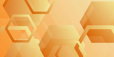 Abstract hexagon banner on 3D orange background with simple geometric shape pattern design. Eps10 vector