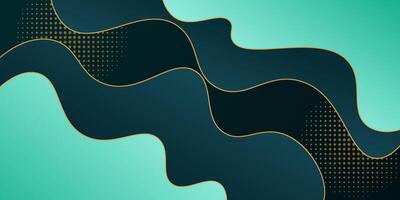 Abstract background overlap with green shape pattern background. Background with gold wave line design. Eps10 vector