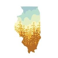 Illinois State With Corn Field Silhouette Perfect for Print, Apparel, etc vector