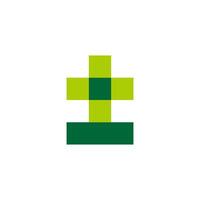 simple pixel plus medical green logo vector