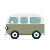Retro minibus isolated on white background vector