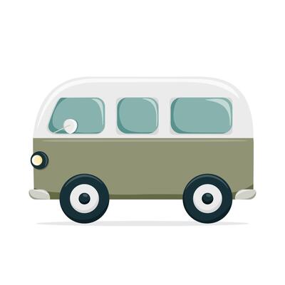 Retro minibus isolated on white background