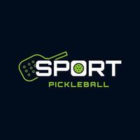 Pickle ball Racket Simple Line Design with Ball Design Illustration of Sport,Club,Community Logo on Dark Background vector