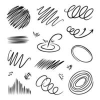 Collection of abstract irregular line illustrations in simple style vector