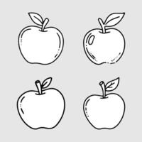 Collection of apple fruit illustrations in simple style vector