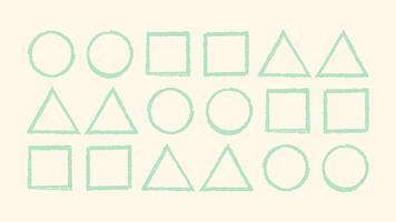 Crayon scribble triangle, round and square shapes. Hand drawn messy line frames. Childlike color brush texture elements. Sketchy doodle set of geometric forms. image vector