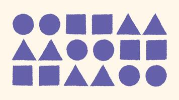 Triangle, circle and square brush frame set. Rough paint stroke texture with grunge edges. Hand drawn stamp shape collection. design vector