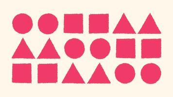 Brush paint frame triangle, circle, square set. Rough grunge stroke shapes, stamp edge borders. Hand drawn texture geometric forms. illustration vector
