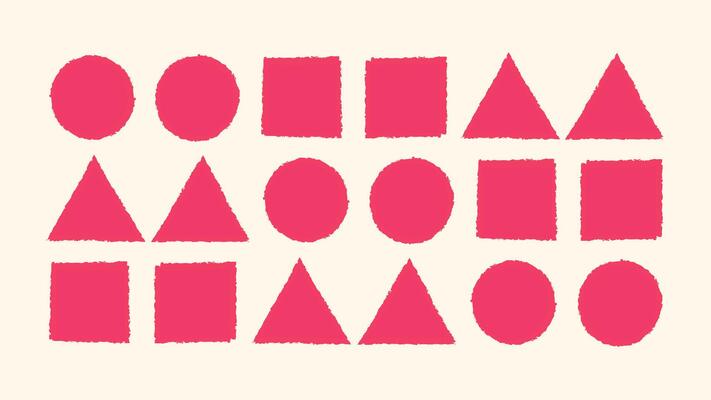 Brush paint frame triangle, circle, square set. Rough grunge stroke shapes, stamp edge borders. Hand drawn texture geometric forms. illustration