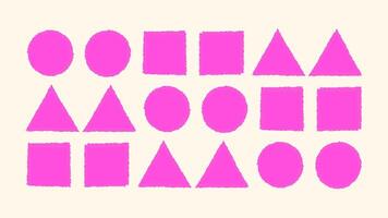 Brushstroke geometric shape set- triangle, round, square. Grunge paint texture frames, hand drawn stamp forms. Rough edge elements. image vector