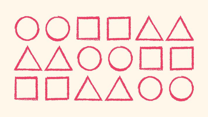 Scribble triangle, circle, square frames. Hand drawn rough crayon effect lines. Children style pastel brush stroke borders. Doodle grunge shape set in sketch style. illustration