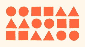 Textured brush paint shapes- triangle, circle, square. Grunge border frames in hand drawn style. Stamp effect rough outlines. illustration vector