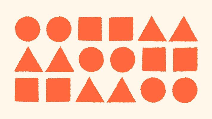 Textured brush paint shapes- triangle, circle, square. Grunge border frames in hand drawn style. Stamp effect rough outlines. illustration