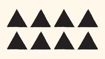 Brush stroke triangle frame grunge style, stamp shape pack. Triangle form with hand texture, rough paint edge. Pointed triangle border outline. design vector
