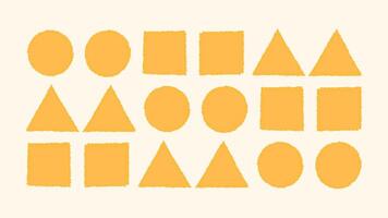Hand drawn grunge triangle, circle, square shapes. Brush painted rough frames with stamp texture. Geometric border set. mockup vector