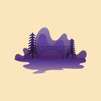 ILLUSTRATION 11 FLAT DESIGN OF BRIDGE WITH PUPLE COLOR vector