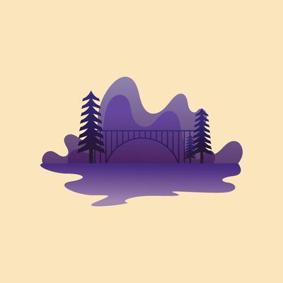 ILLUSTRATION 11 FLAT DESIGN OF BRIDGE WITH PUPLE COLOR