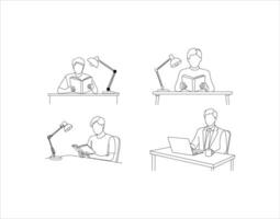 Reading And Working Silhouette Art vector