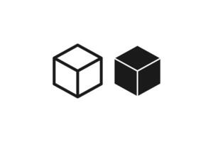 cube or box icon line and flat vector