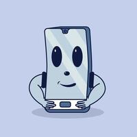 A cartoon phone with eyes and a smile vector