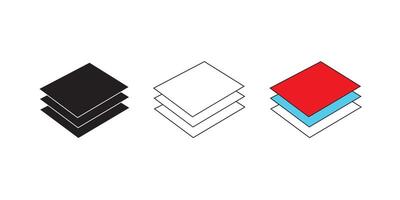 Layers icon set. Paper line and layer logos, layers for web. Flooring fabric layers. Material stack symbols. . Surface layers pictogram, technology for business. vector
