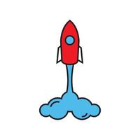 Startup rocket. Start up icon. Rocket launch and smoke. Startup project concept. UI icon. vector