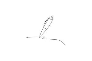 simple ink pen sketch making a fluid stroke on paper vector