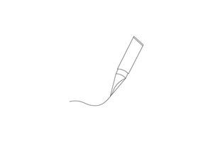 minimalist fountain pen illustration with flowing ink line sketch vector