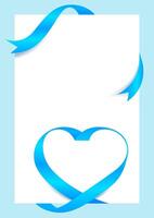 Ribbon Heart Shape Light blue Mock-Up for A4 size Banner Background, Greeting card, Gift Voucher and Certificate Background, vector