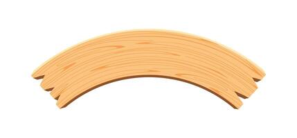 curved wooden planks isolated on white background, wood plank curve for signs and copy space, wooden signs curve shape, empty wood plank brown for message text vector