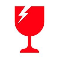 broken glass red for fragile symbol, broken glass icon vector