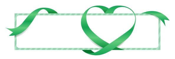 Green Ribbon Heart Shape Mock-Up for Banner Valentine's Day, Greeting Card, Gift Voucher and Certificate Background, copy space vector